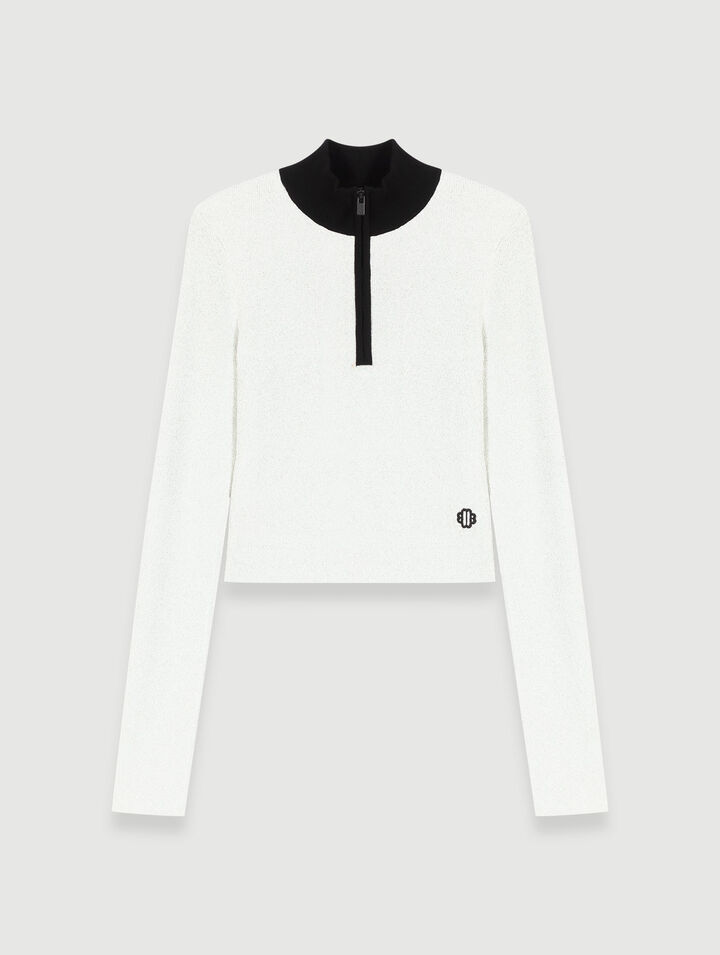 Cropped decorative knit jumper
