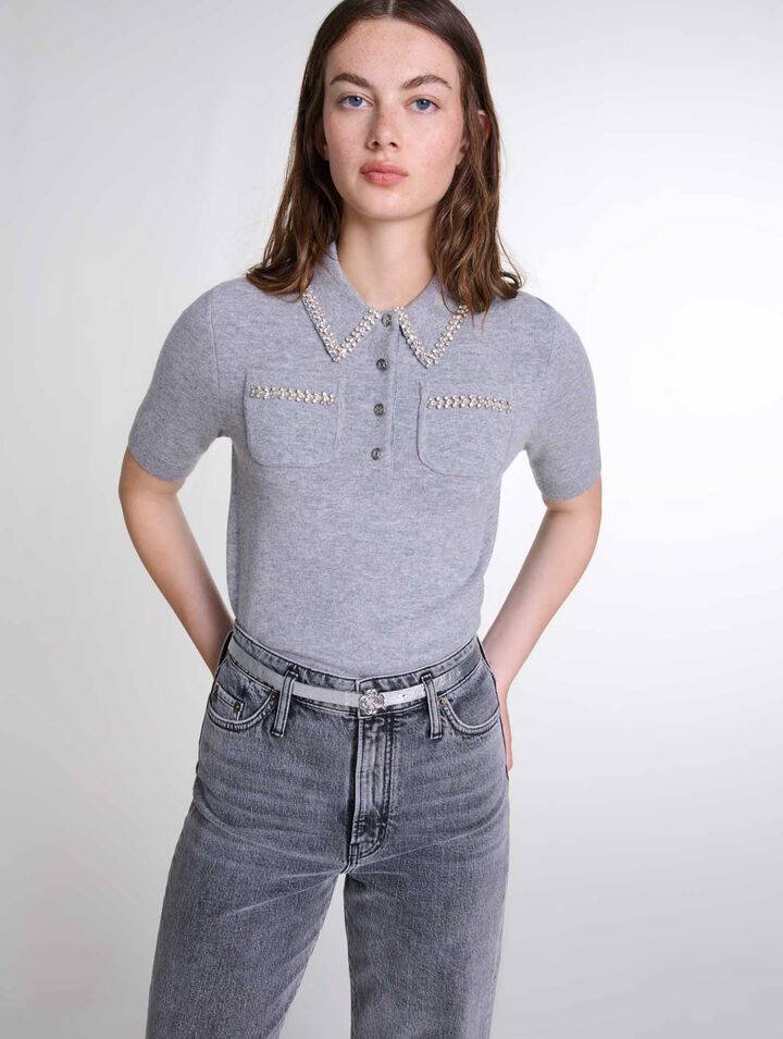 Pull en maille à strass