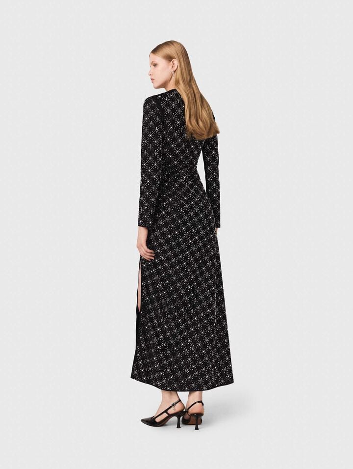 Robe longue à perles et strass