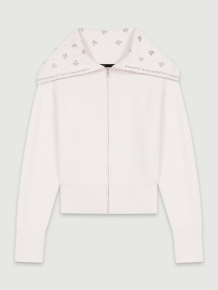 Cardigan col bijoux