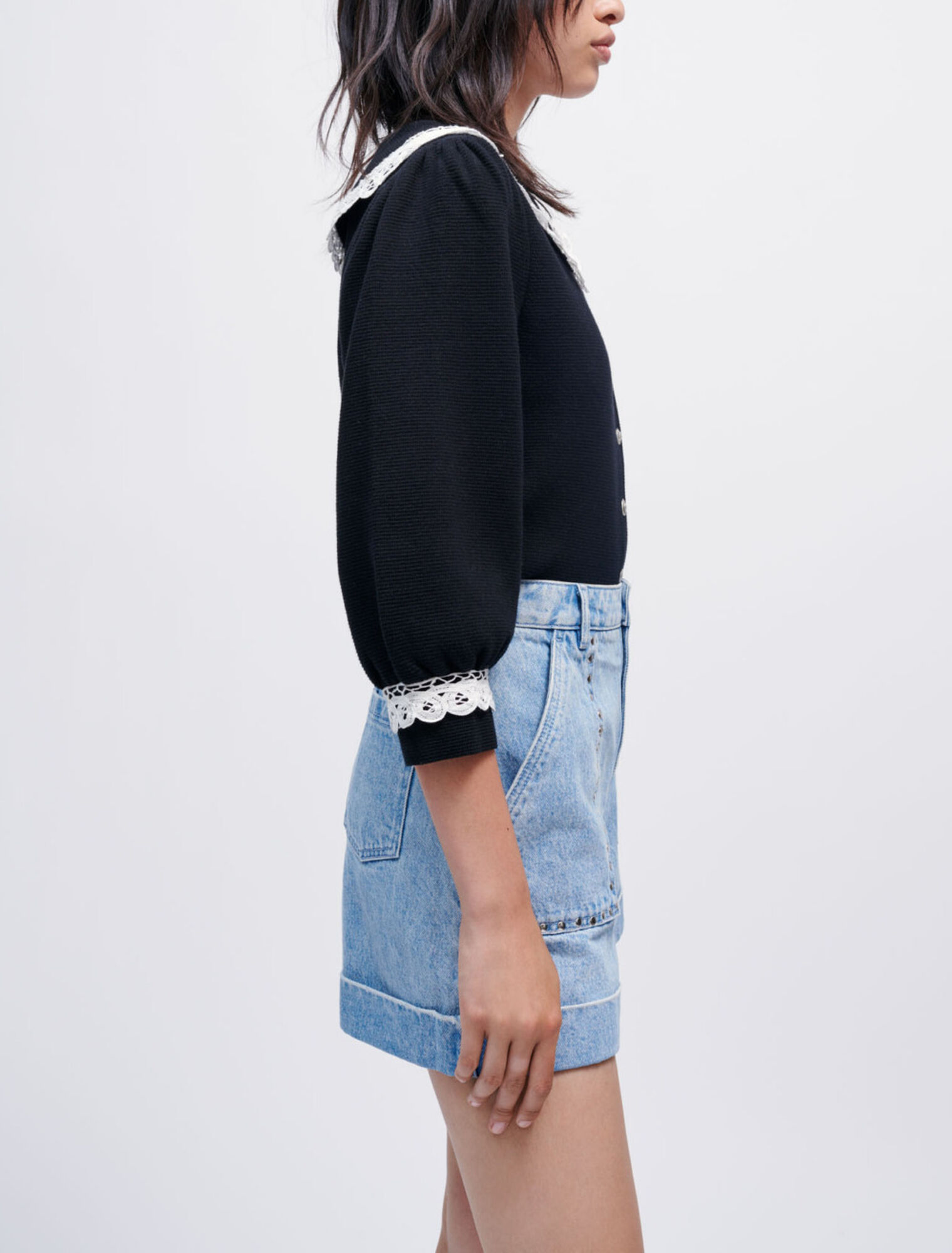 Denim shorts with studs