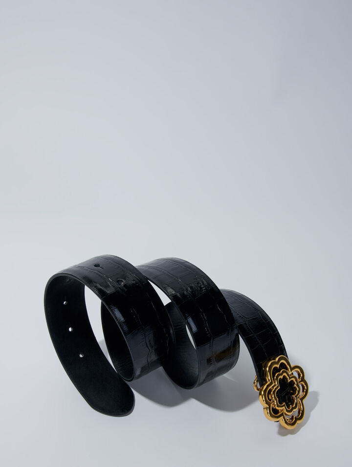 Ceinture Clover en cuir effet croco