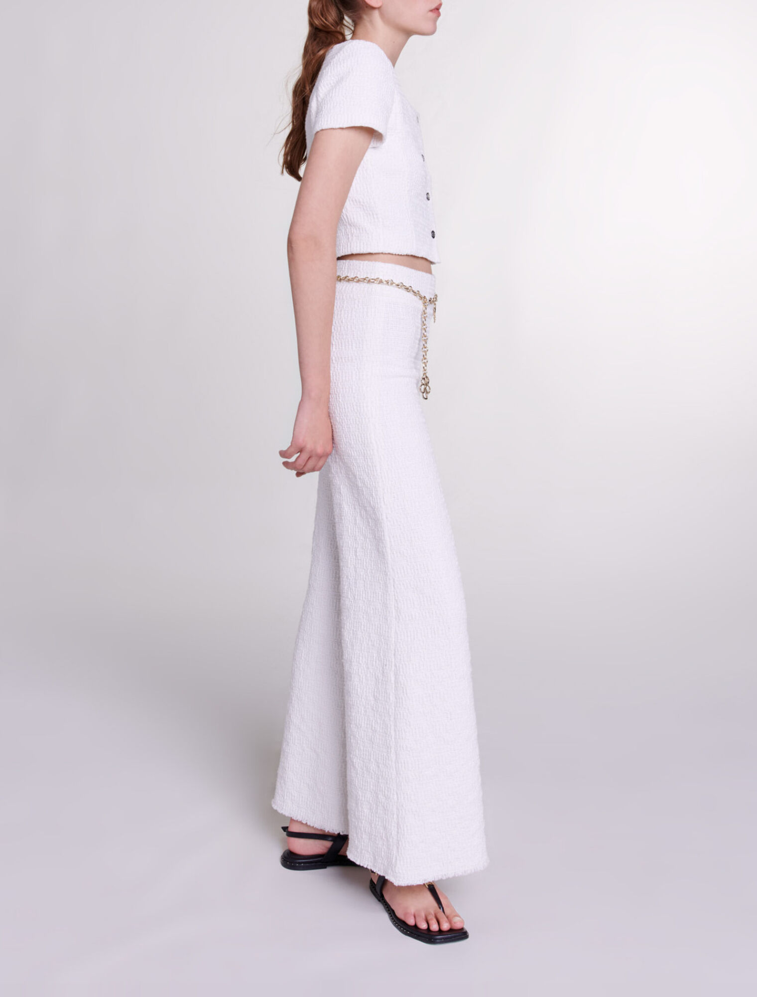 Pantalon large en tweed