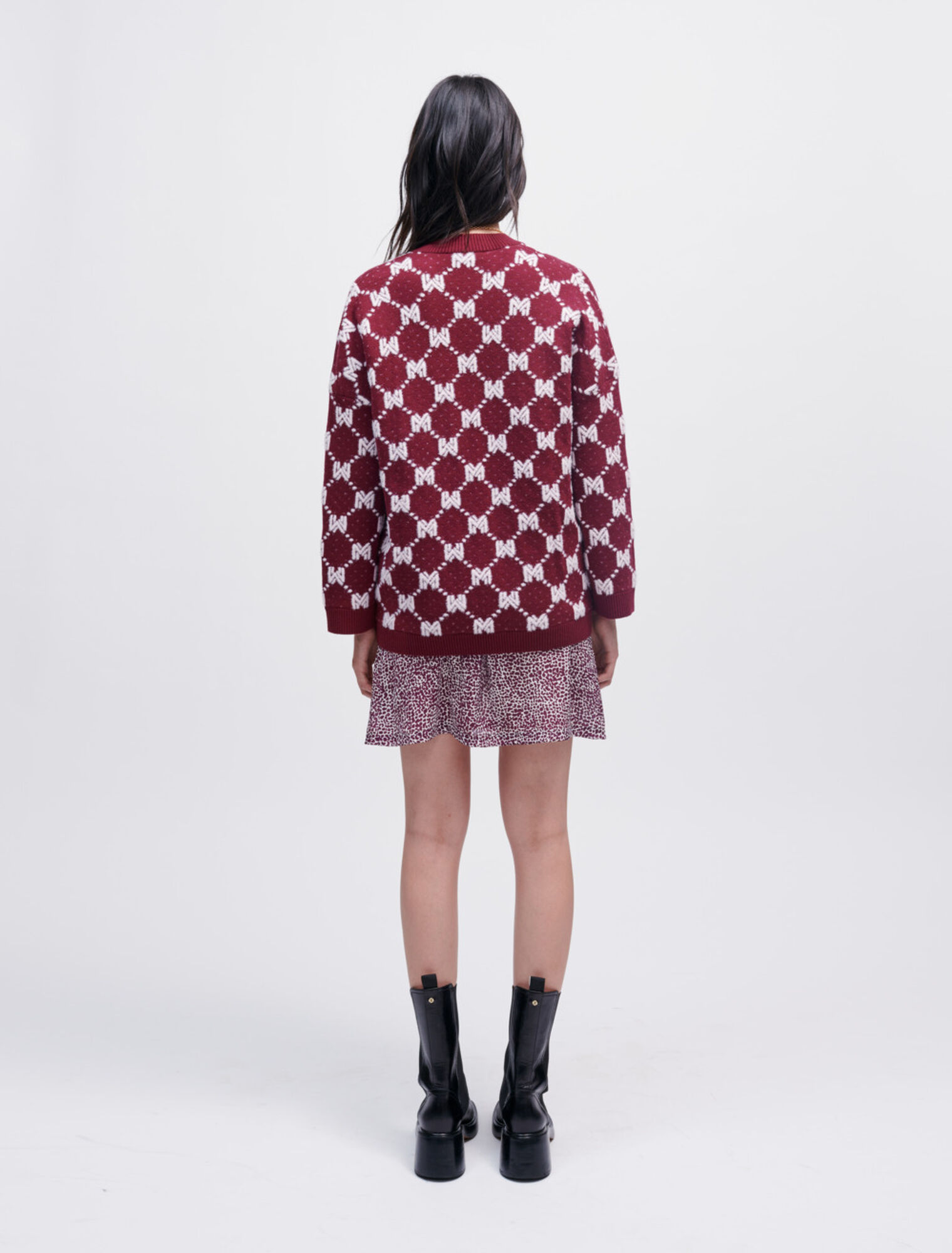 Cardigan en maille Jacquard Maje