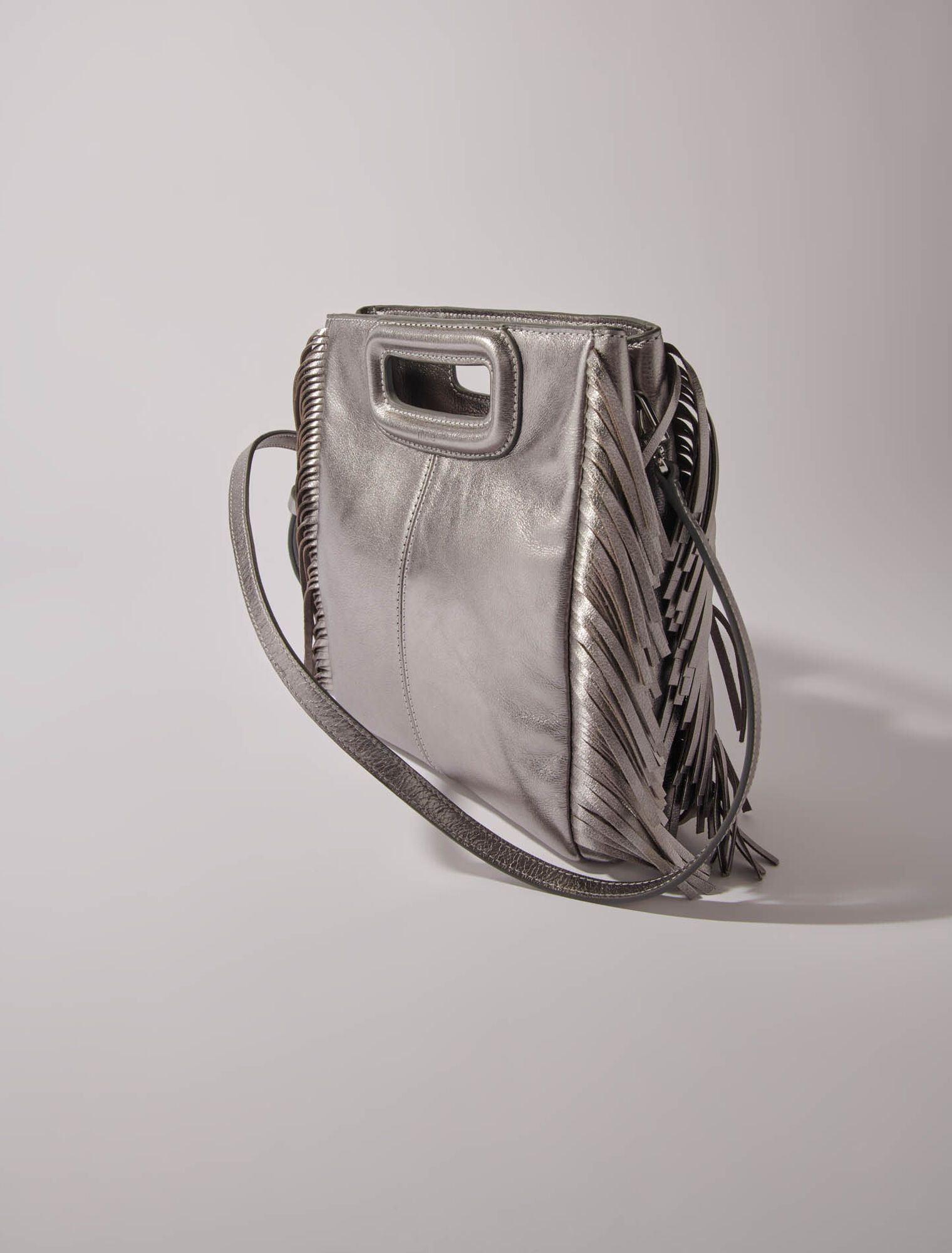 Sac M en cuir gun métal
