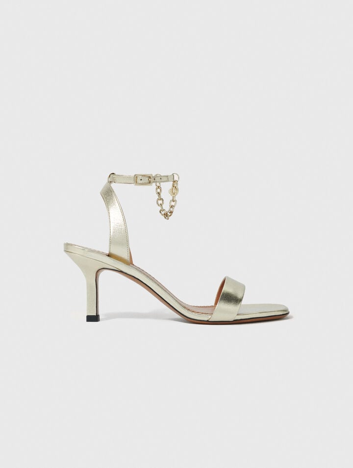 Gold metallic leather sandals