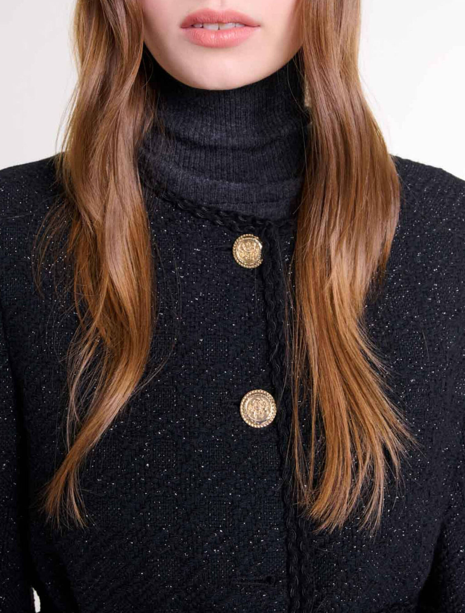 Straight-cut shiny tweed jacket
