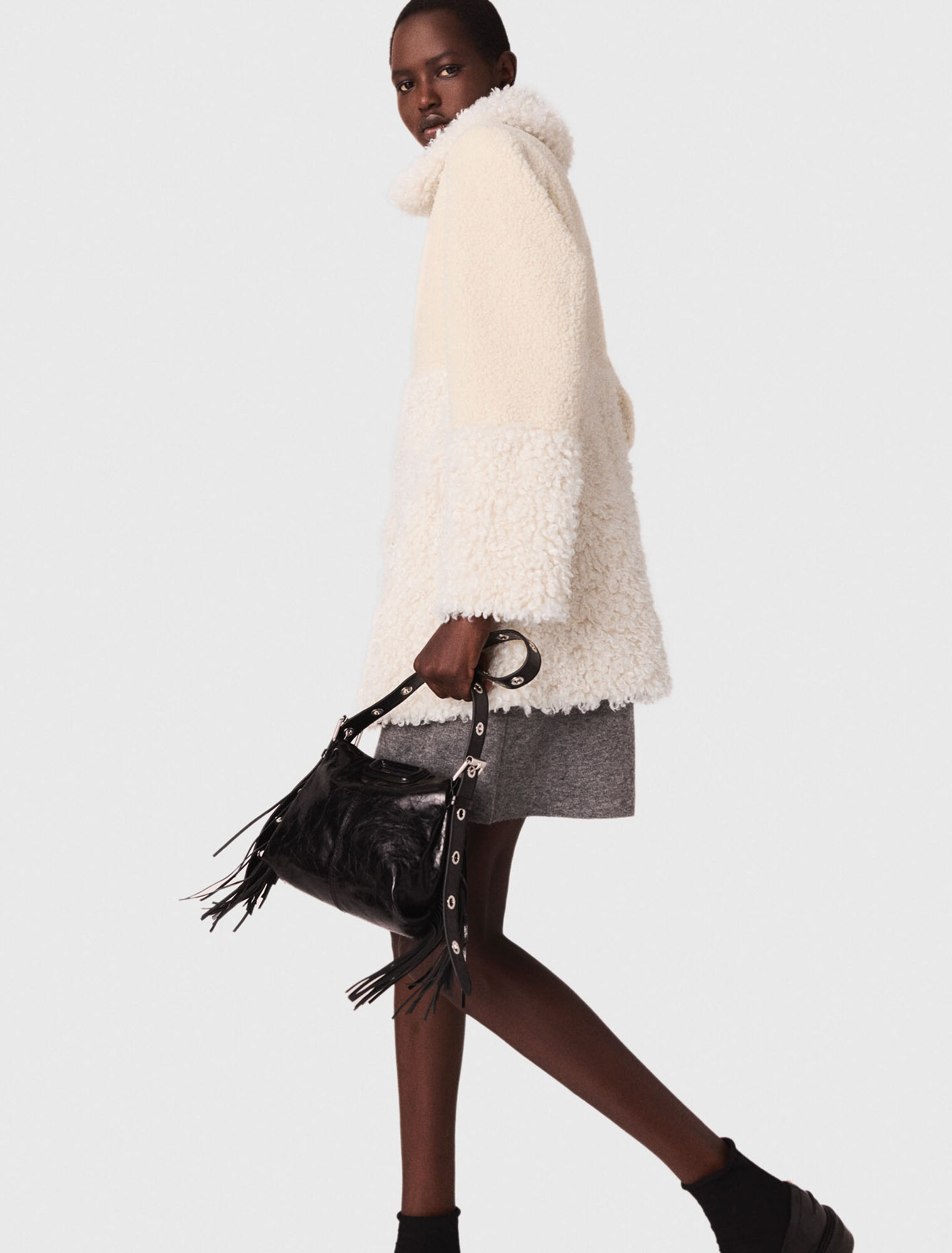 Manteau long en fausse fourrure