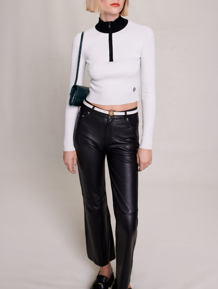 Cropped decorative knit jumper