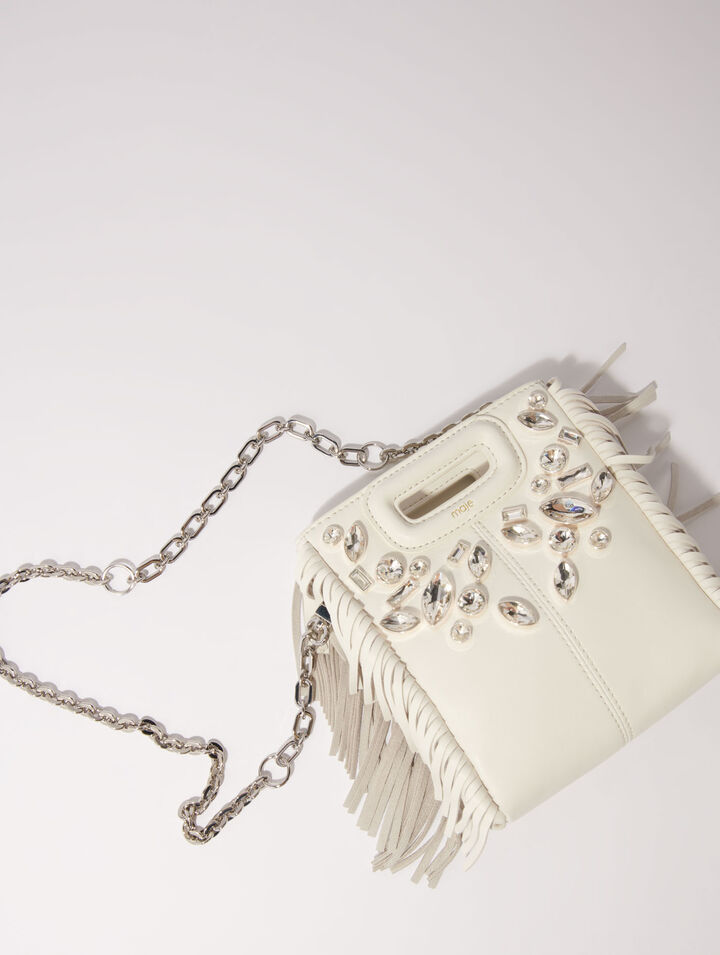 Sac M mini en cuir à strass