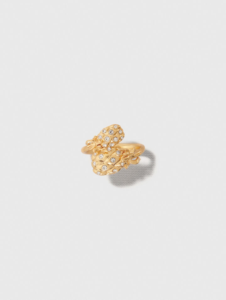 Bague double ananas à strass