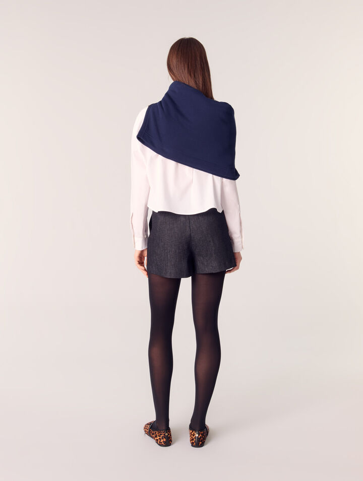 Short trompe l'œil en denim plissé