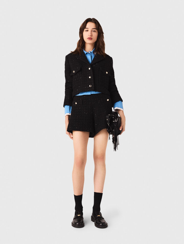 Veste courte en tweed strassé 