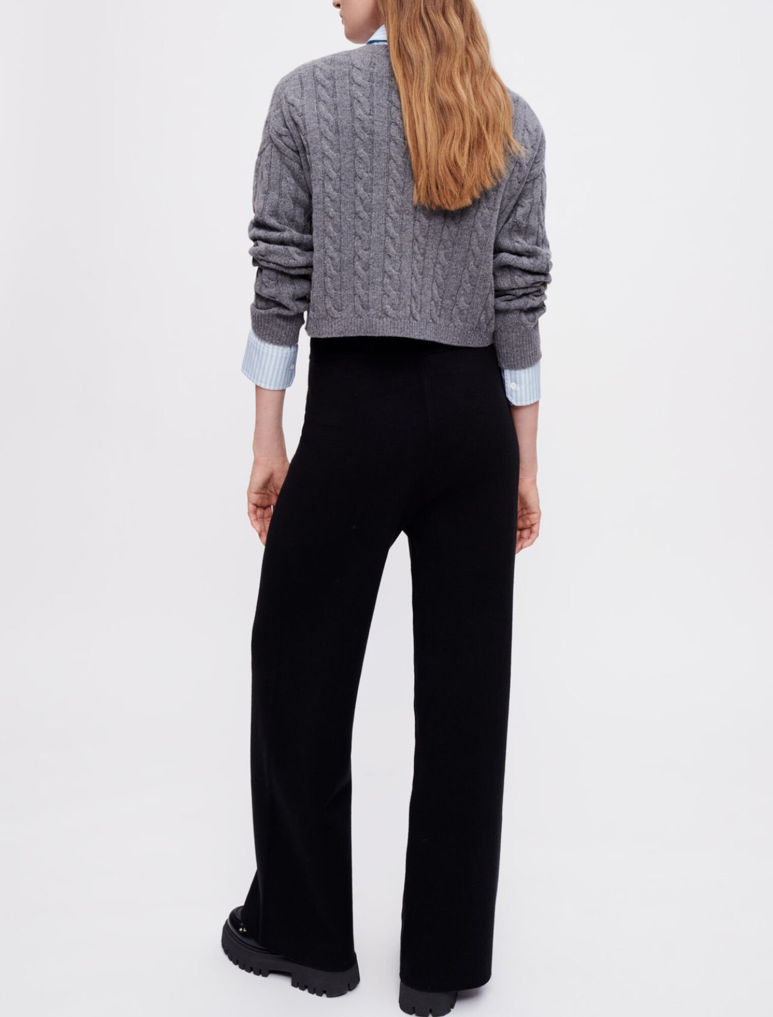 Pantalon noir large en maille