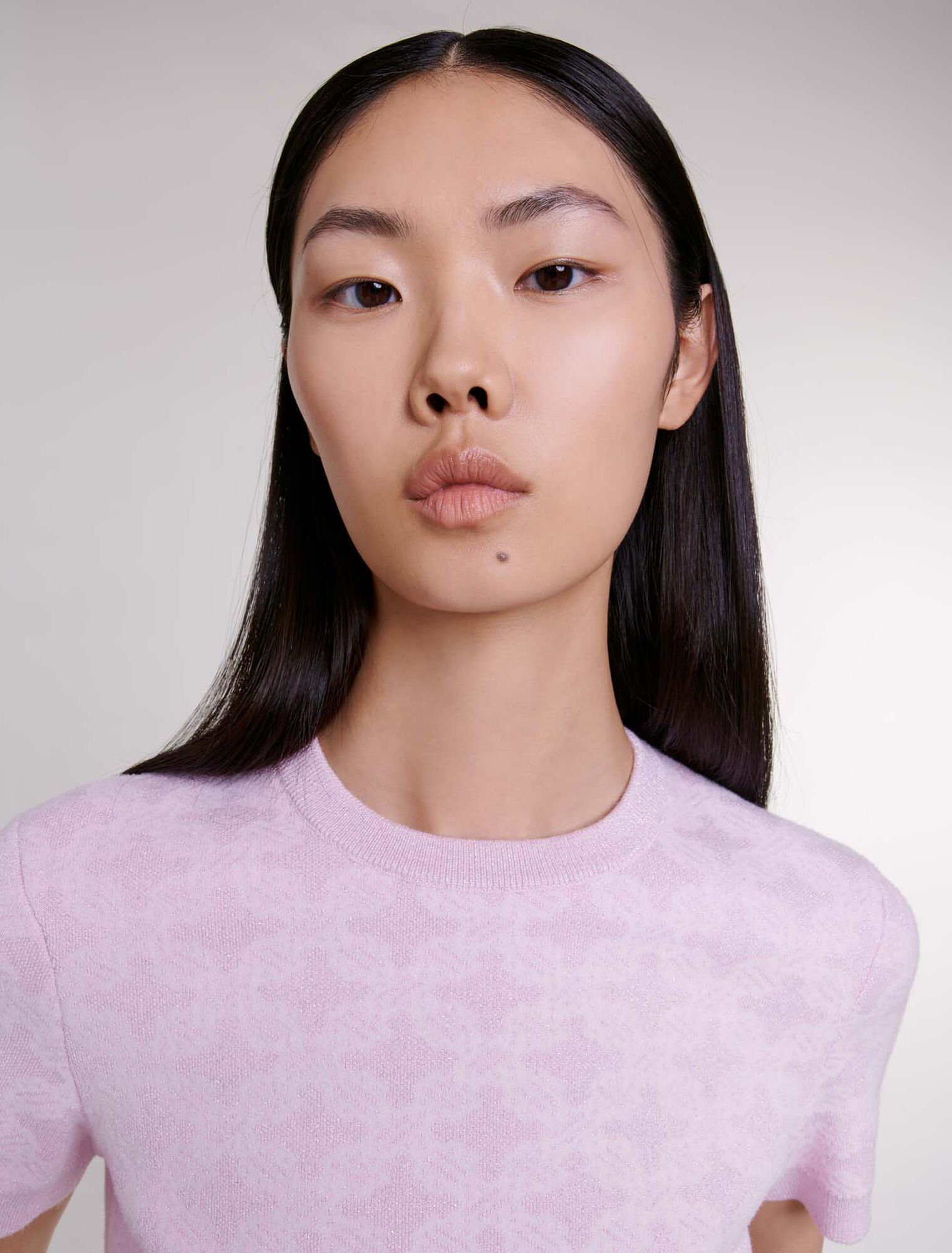 Pull court en maille jacquard