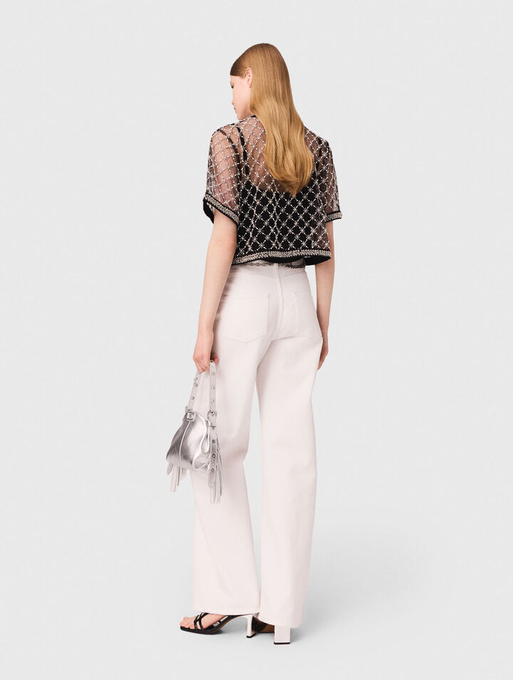 Embroidered tulle top