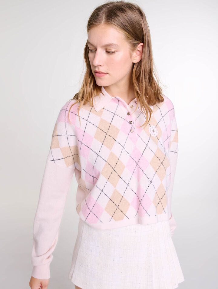 Pull court en laine mélangée