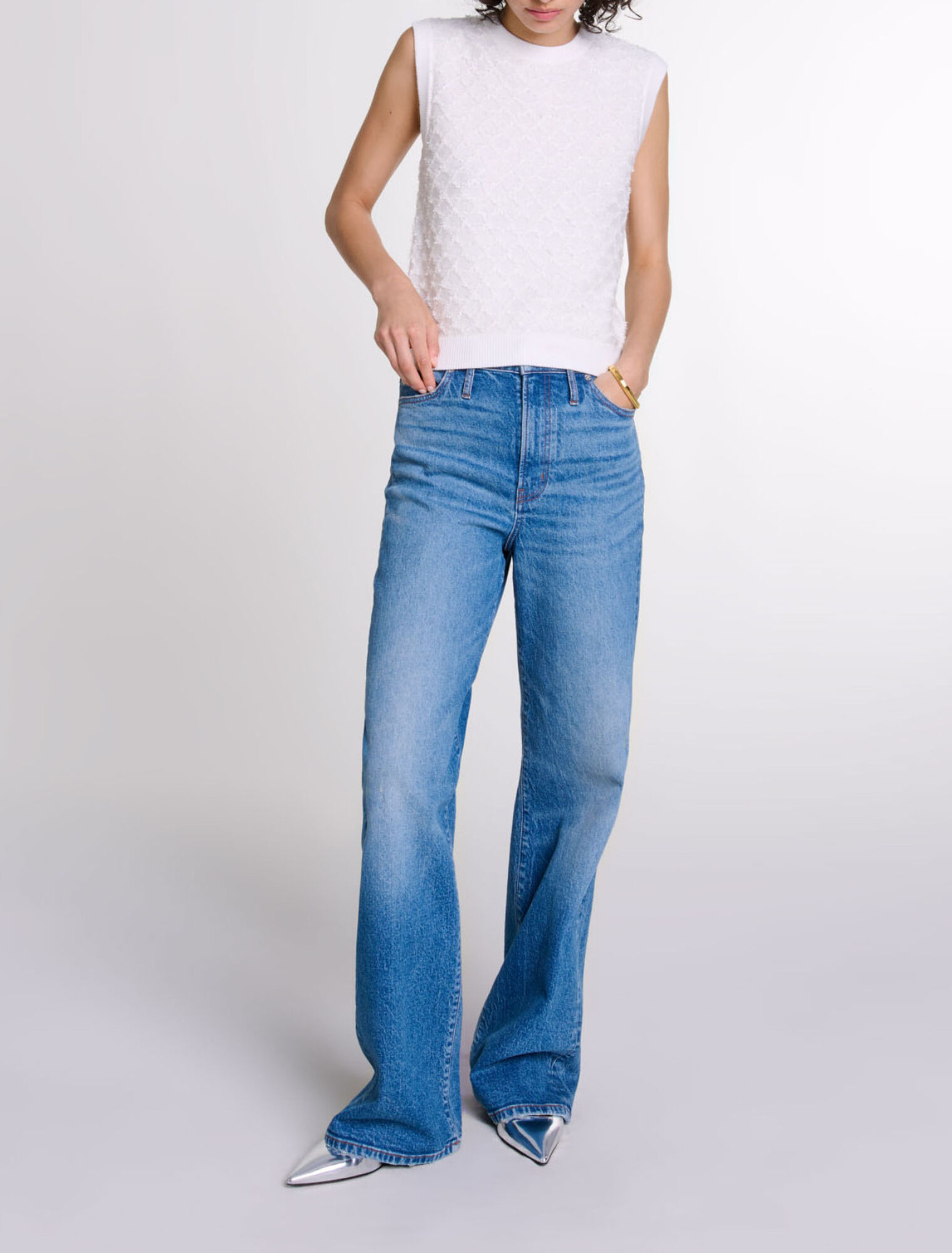 Pull sans manches en maille