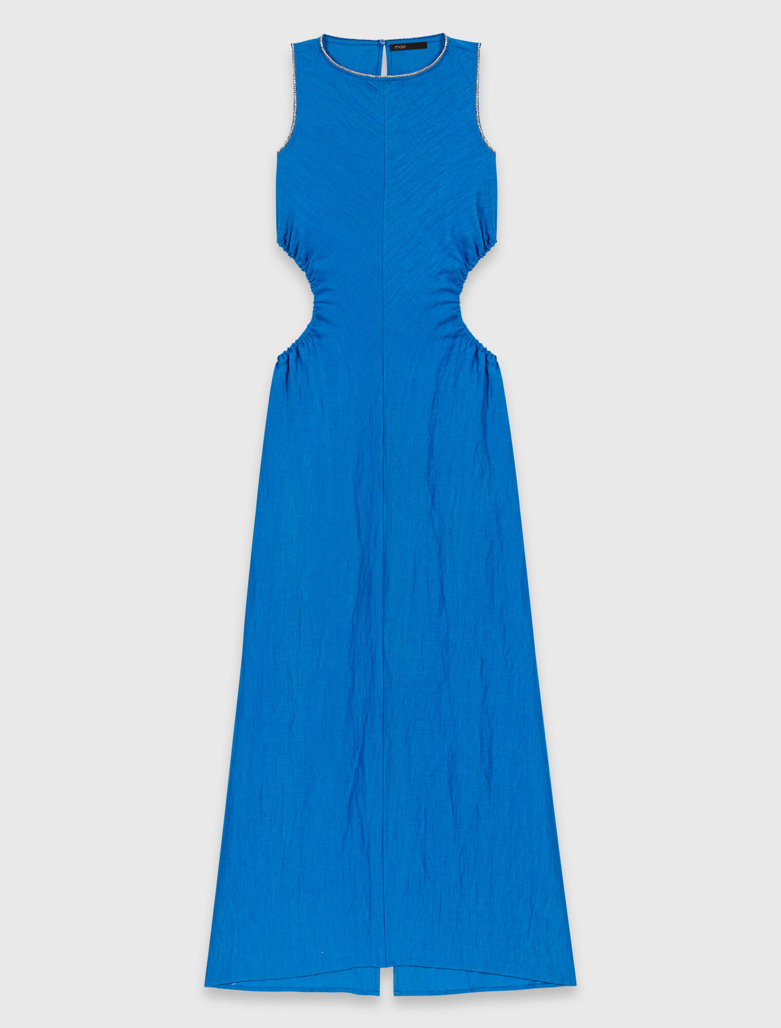 Robe midi dos nu en lin m&eacute;lang&eacute;