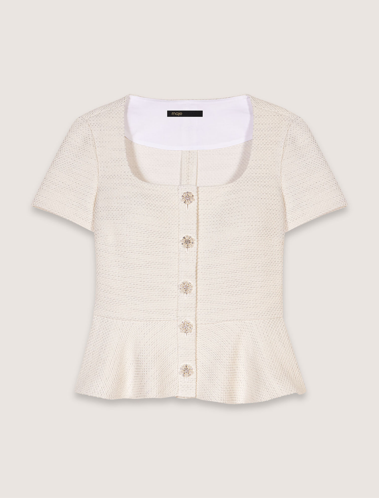 Top peplum en tweed et lurex