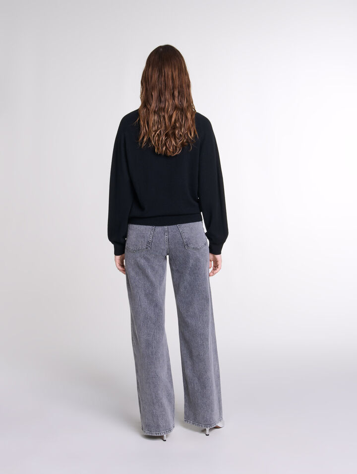 Pull en maille à col strassé