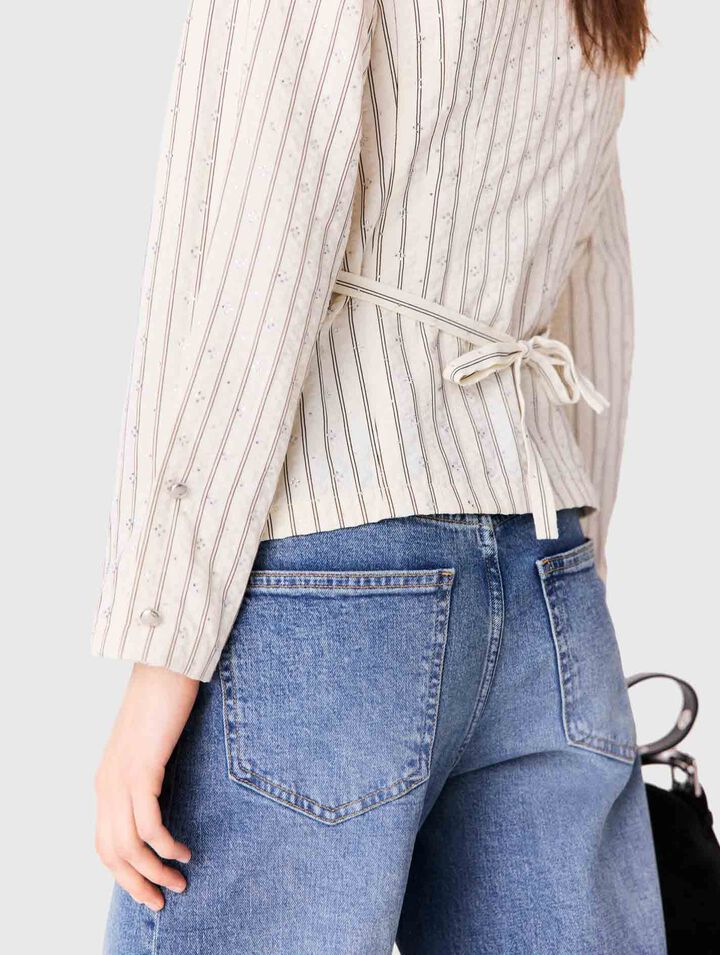 Rhinestone high-neck shirt