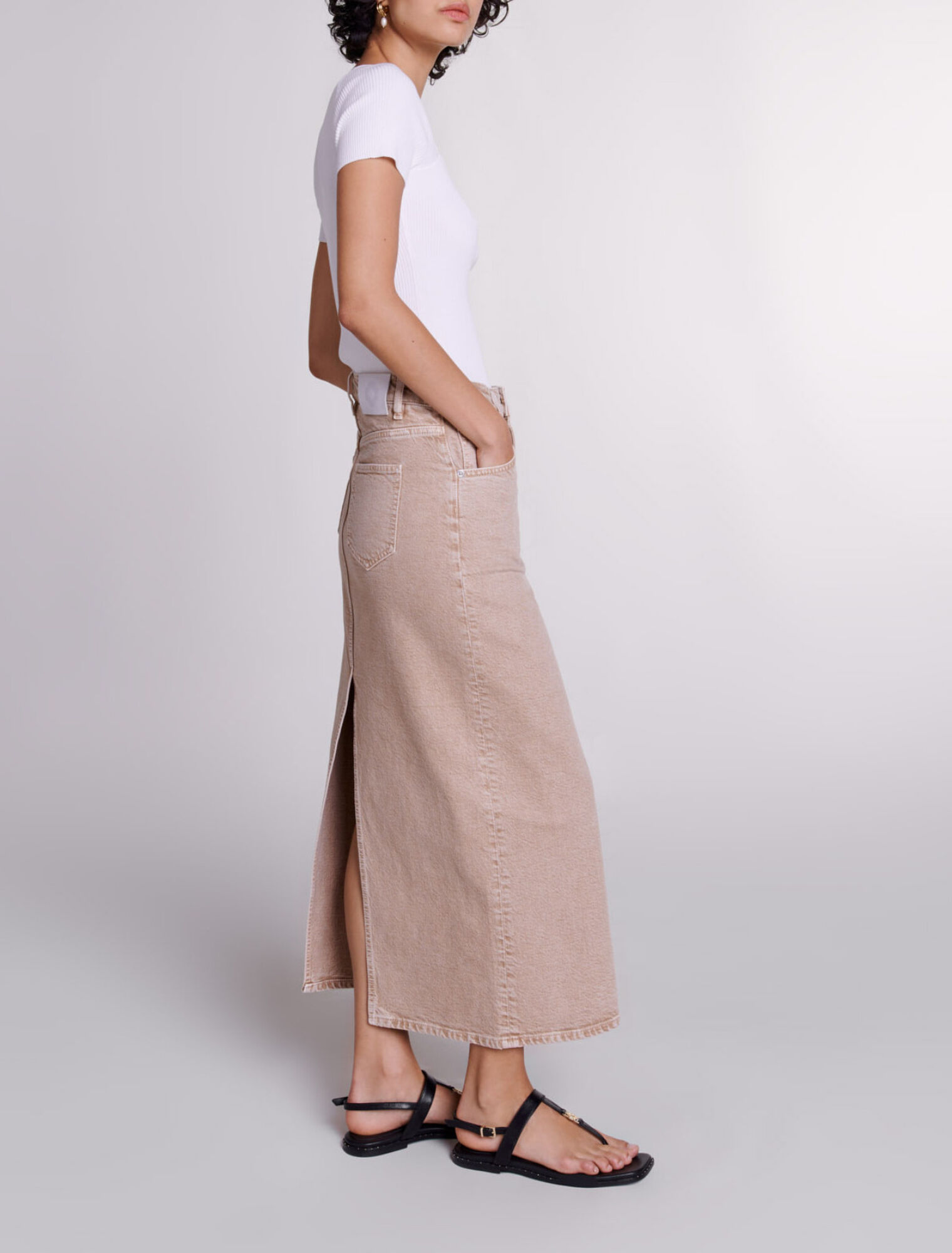 Long denim skirt