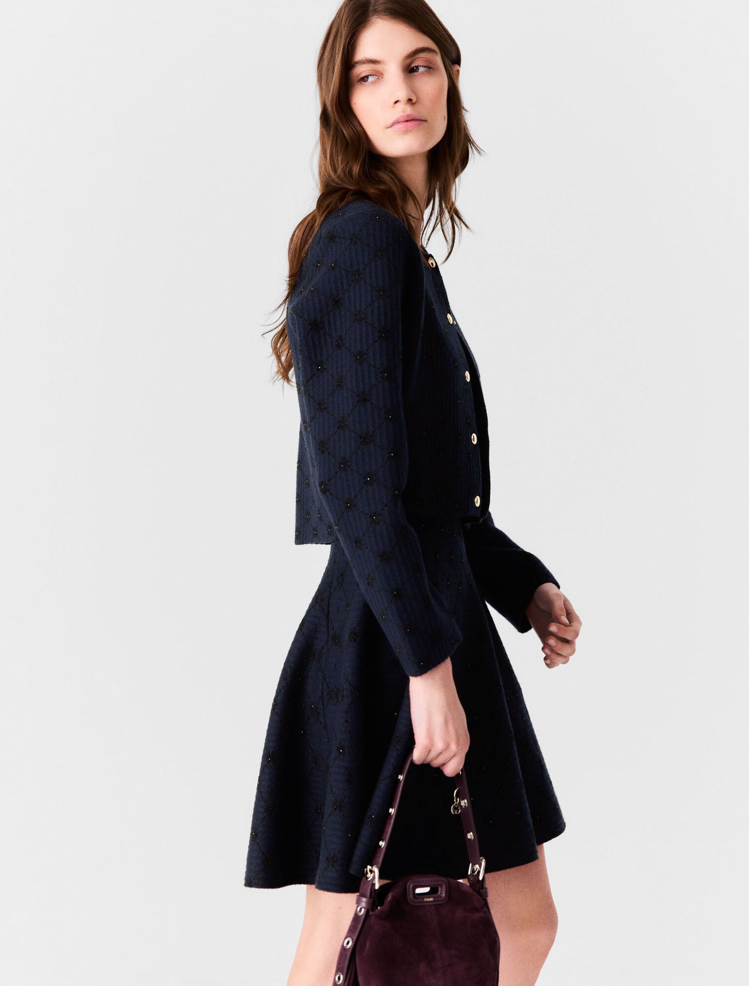 Jacquard cardigan with sequins