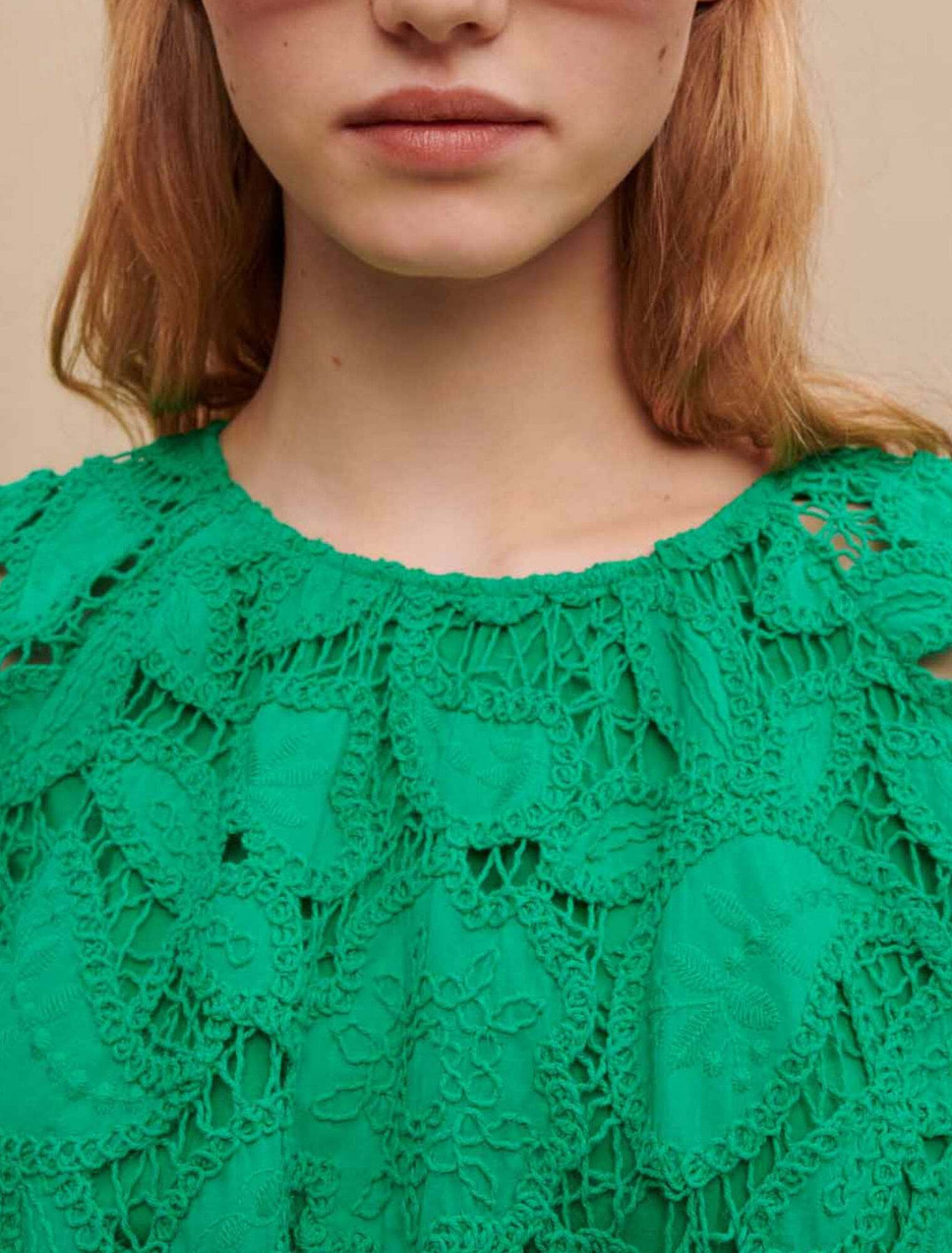 Embroidered cotton short dress