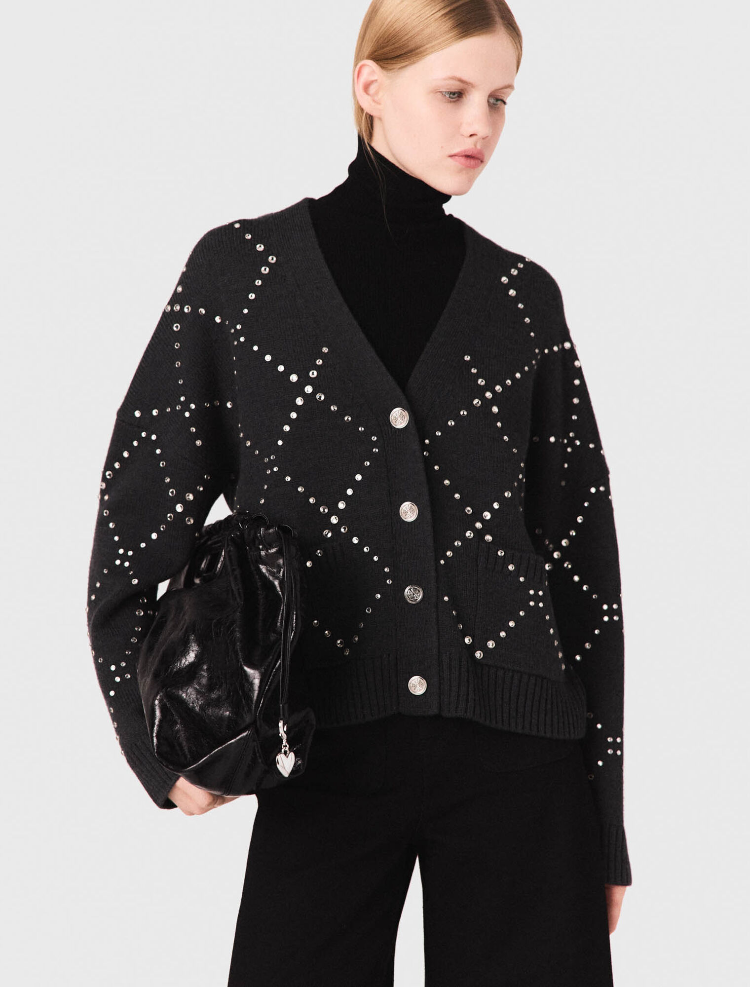 Cardigan à carreaux strassé