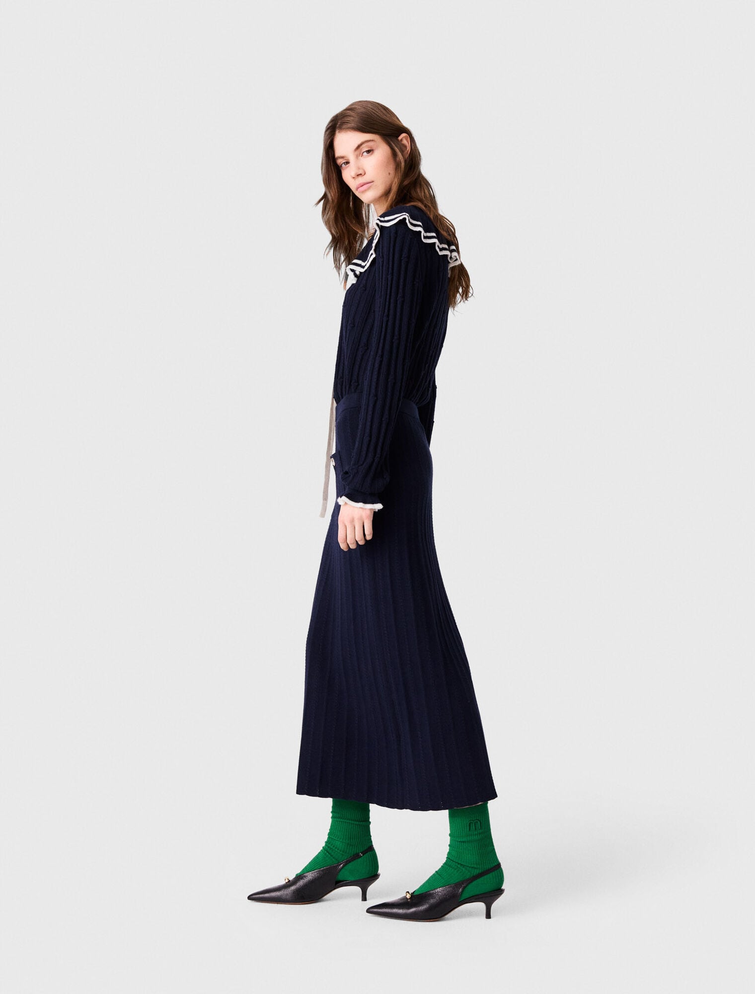 Knit pencil skirt with pockets