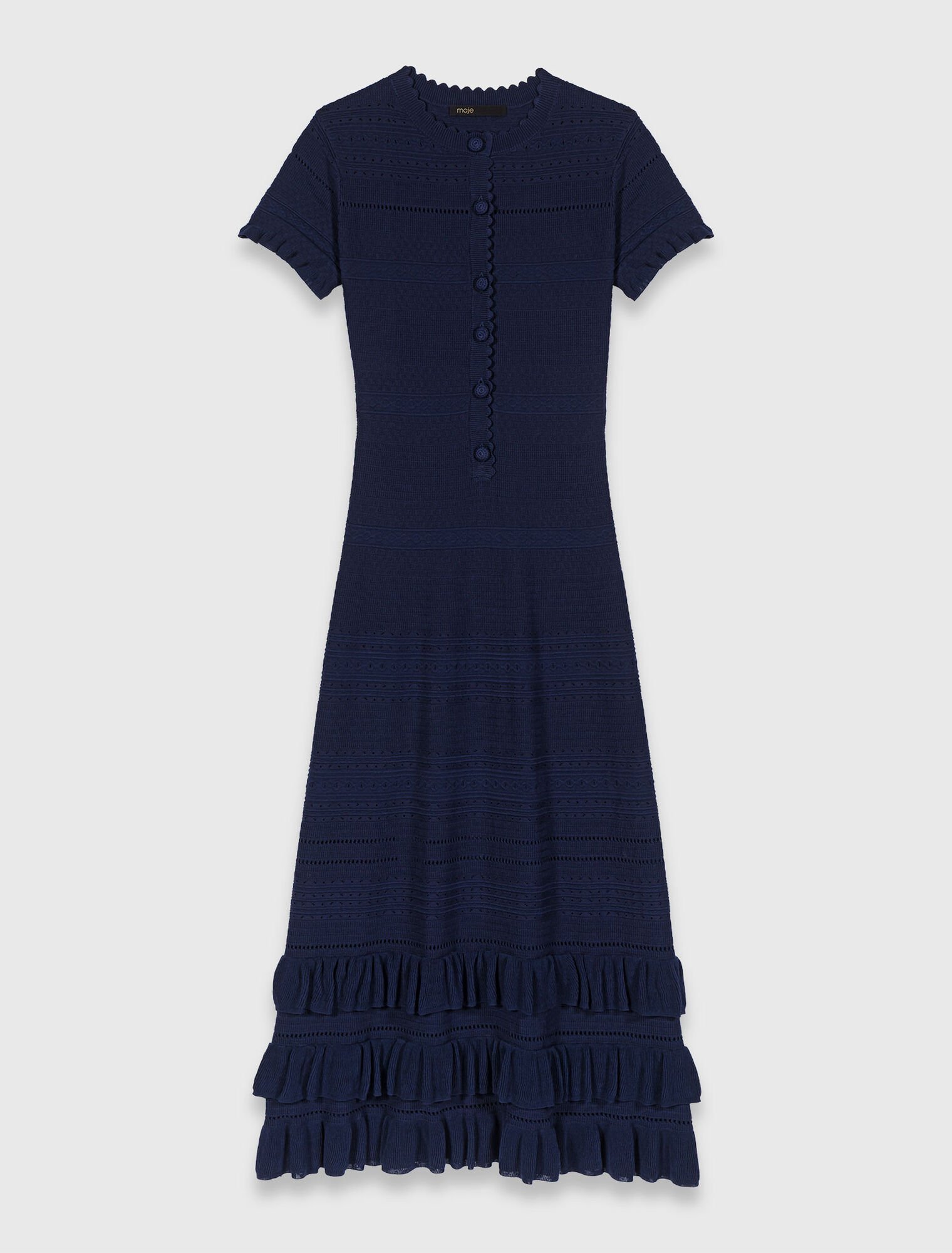 Robe longue en maille avec volants