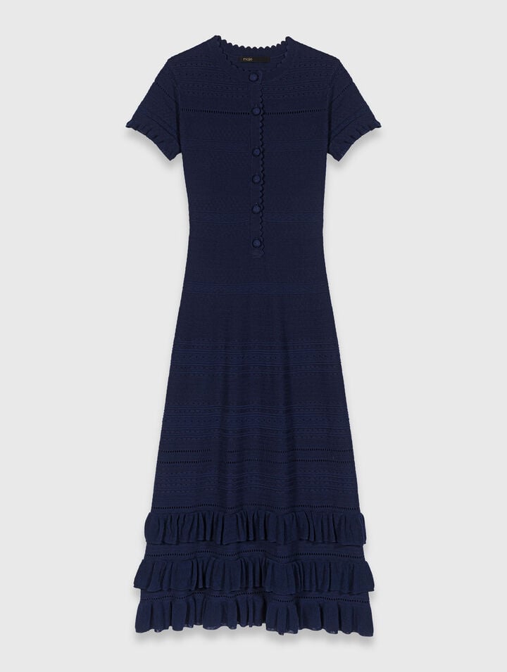 Robe longue en maille avec volants