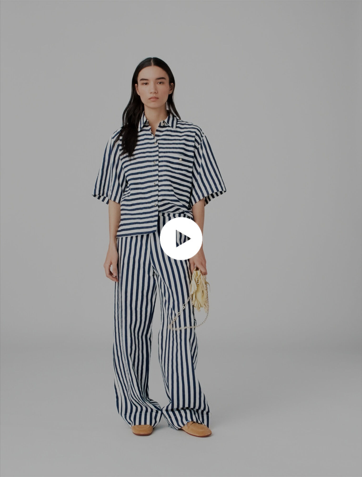 Chemise courte en lin m&eacute;lang&eacute;