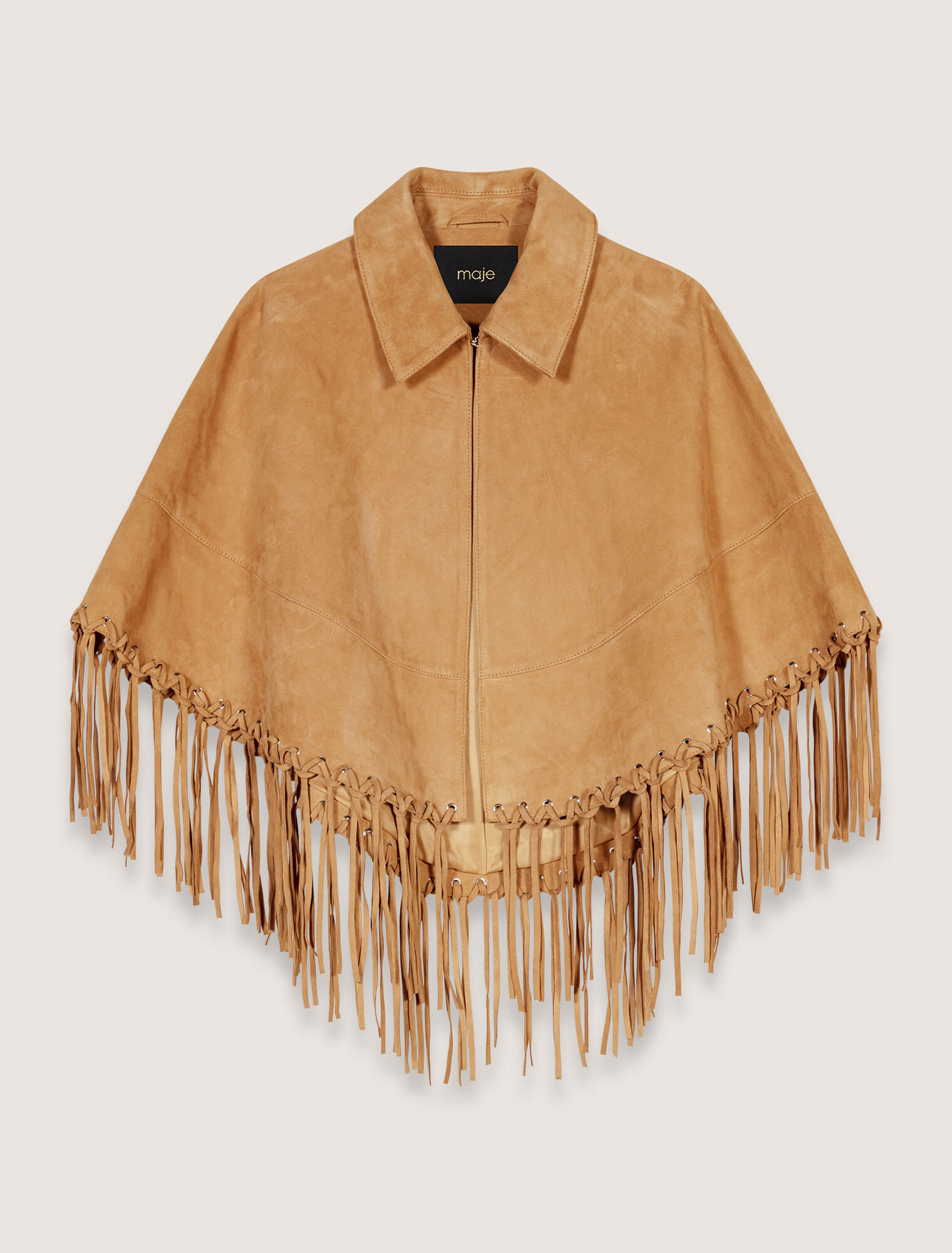 Manteau court à franges en nubuck