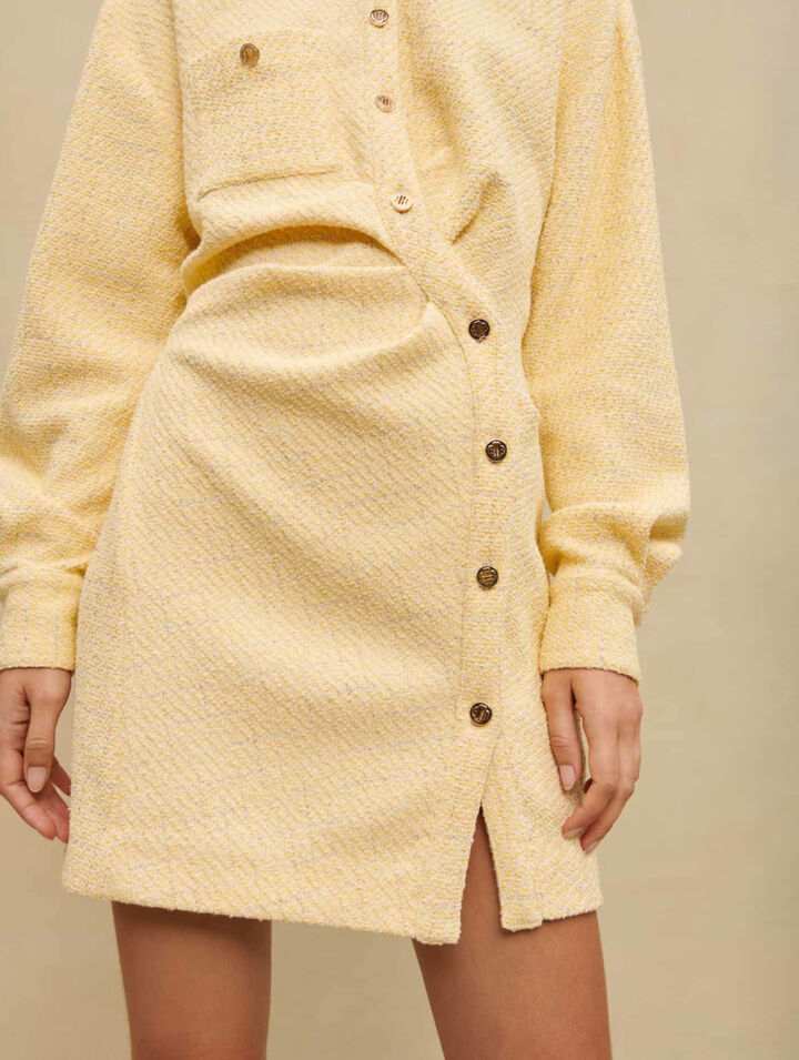 Robe asymétrique en tweed lurex