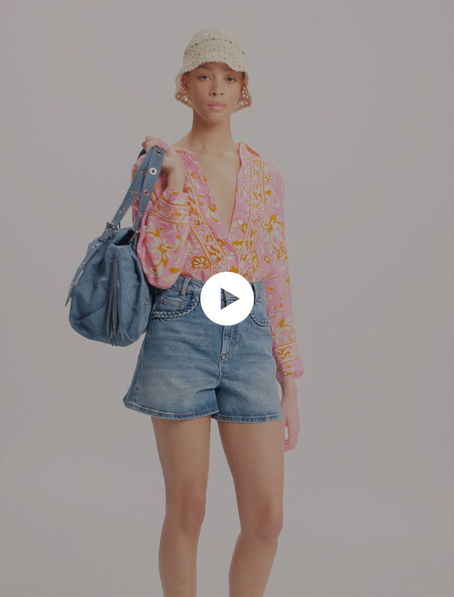 Denim shorts with braided trim