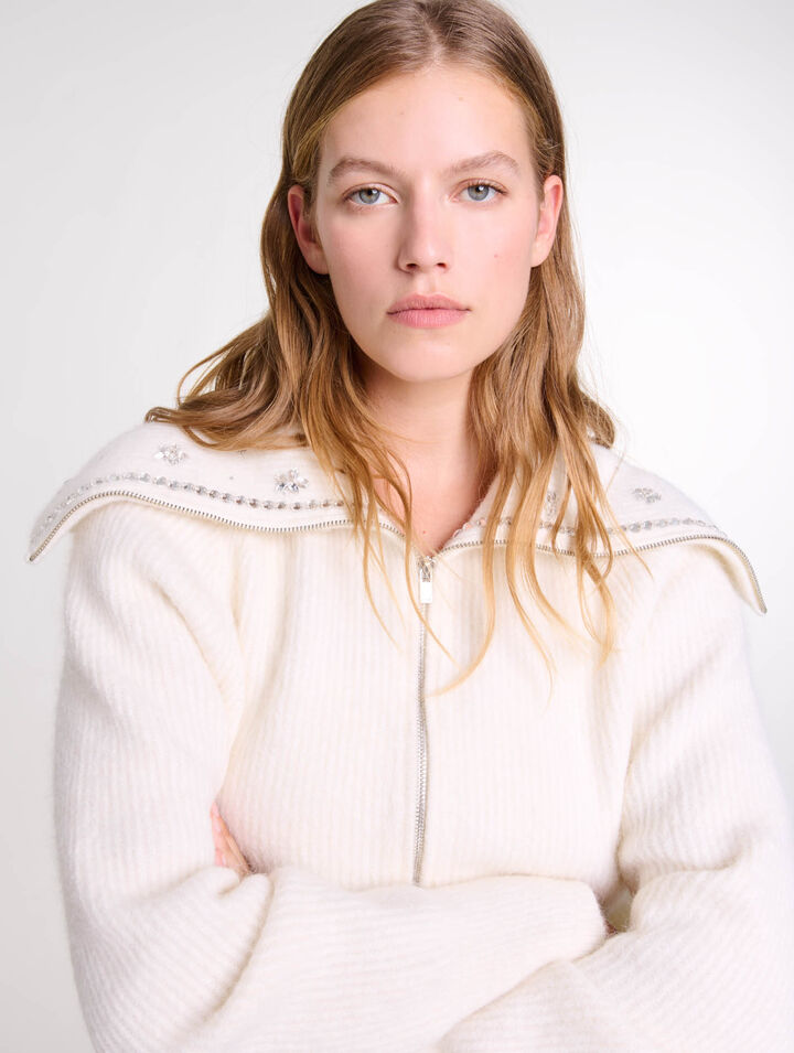 Cardigan col bijoux