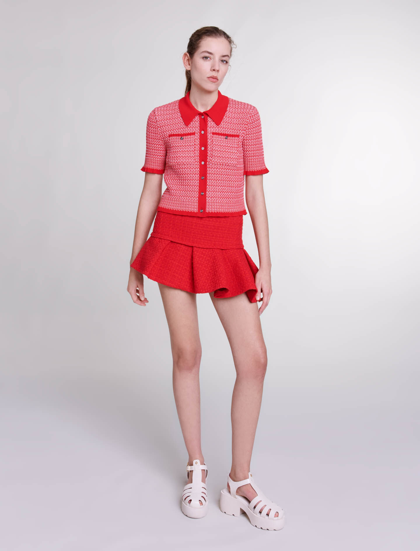 Mini jupe en tweed asymetrique Jupes courtes Maje