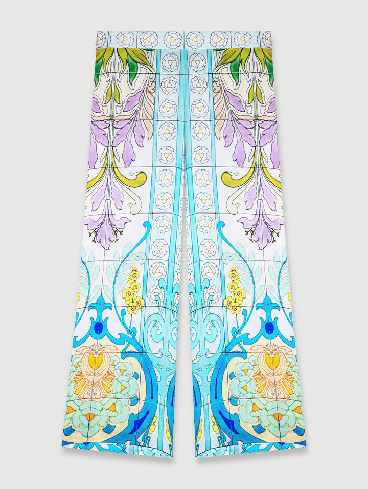 Pantalon satin&eacute; imprim&eacute;