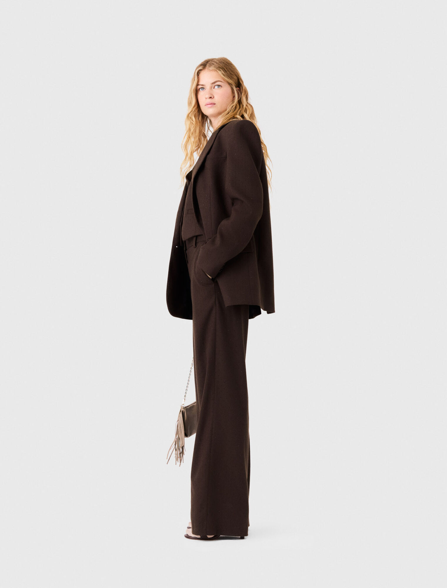 Pantalon de tailleur strass&eacute;
