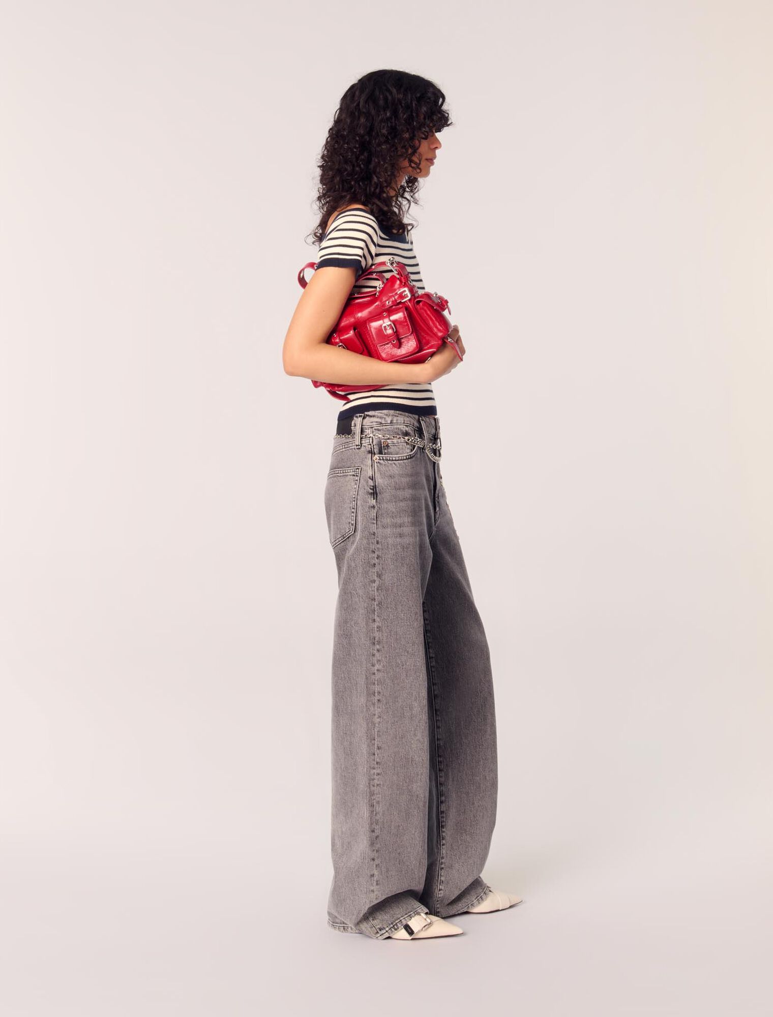 Jean large à ceinture maillons