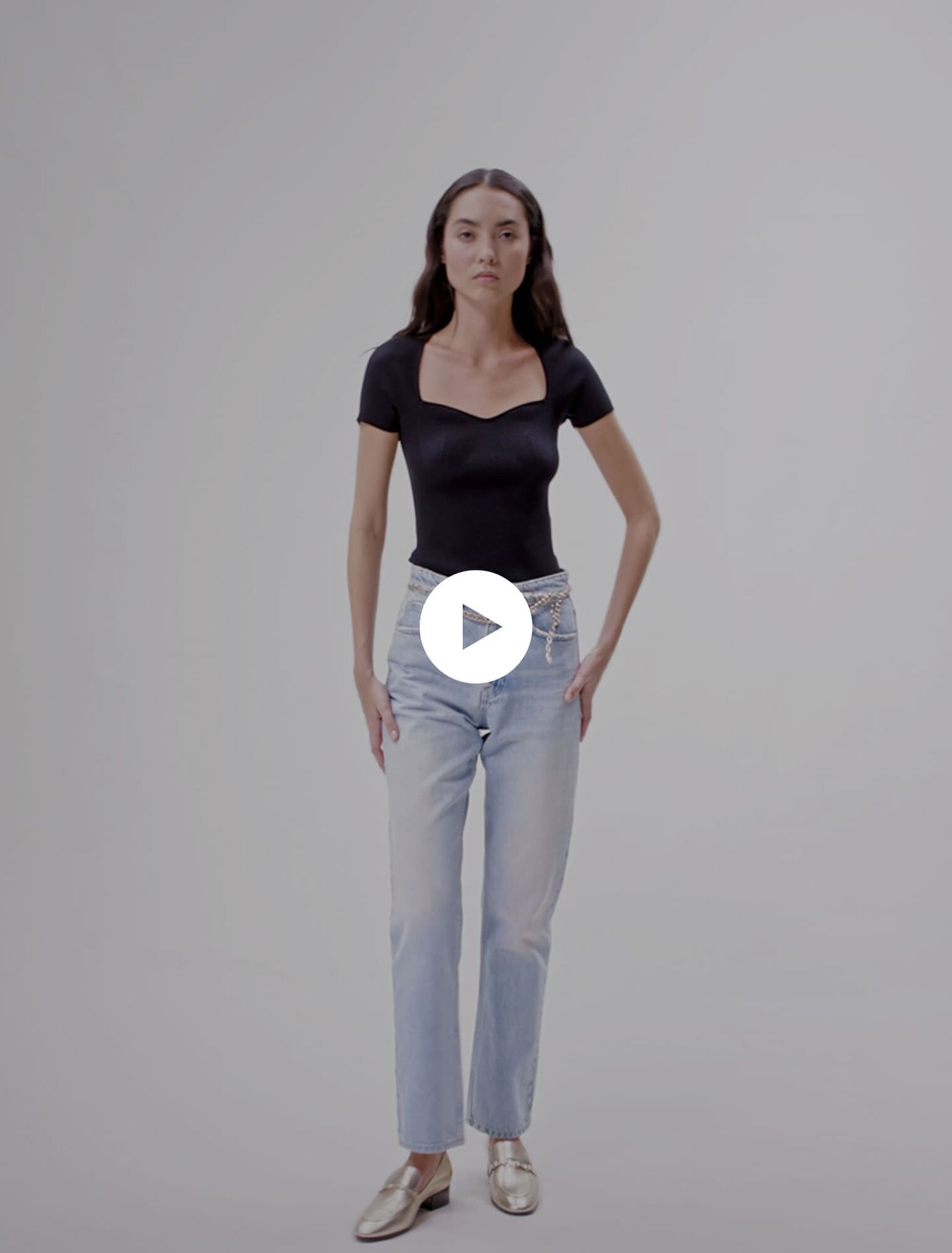 Jean droit avec ceinture bijou