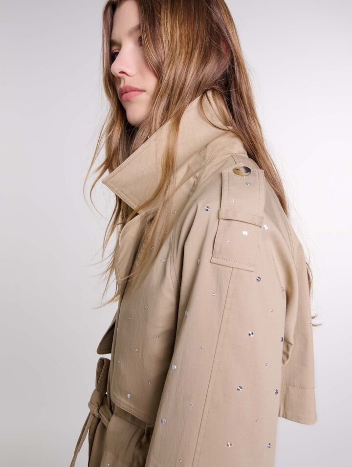 Trench clouté taille élastiquée