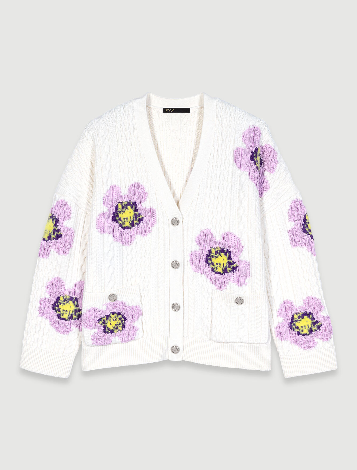 Cardigan en maille orné de fleurs