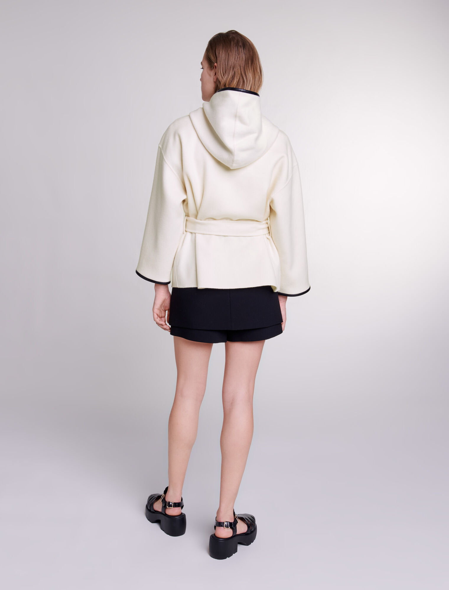Cape-style wool coat