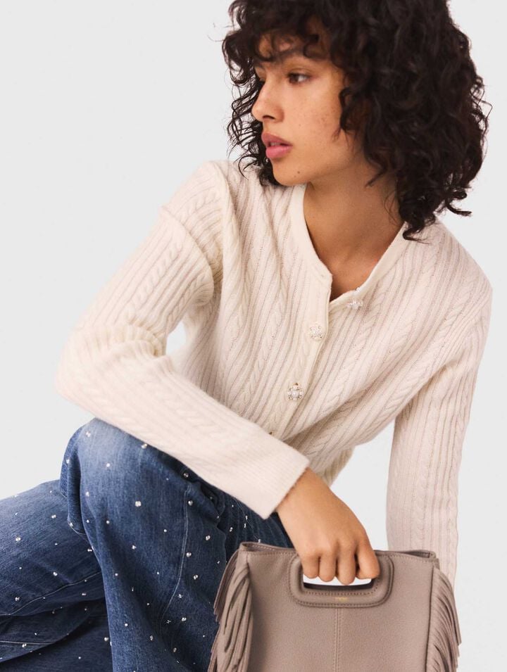 Cardigan en maille &agrave; col amovible