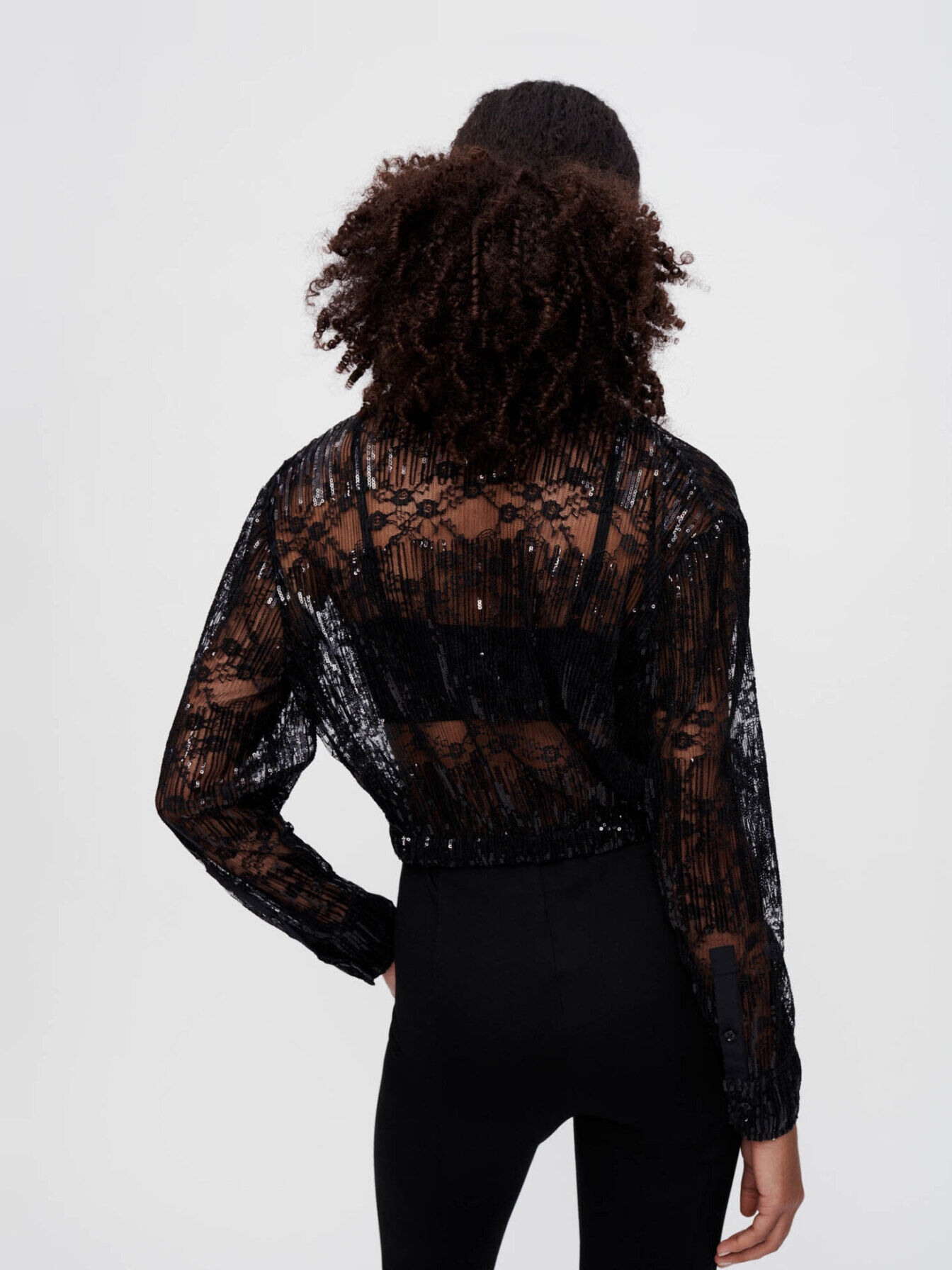 Pleated lace cropped shirt - Offline_Tops-Shirts | Maje