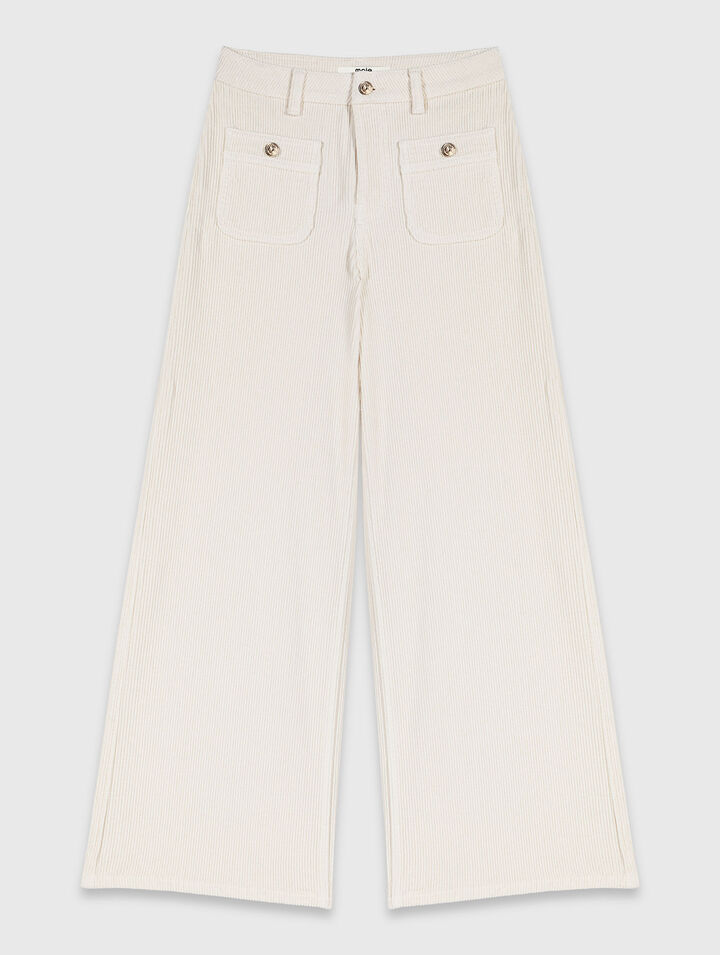Pantalon large en velours c&ocirc;tel&eacute;