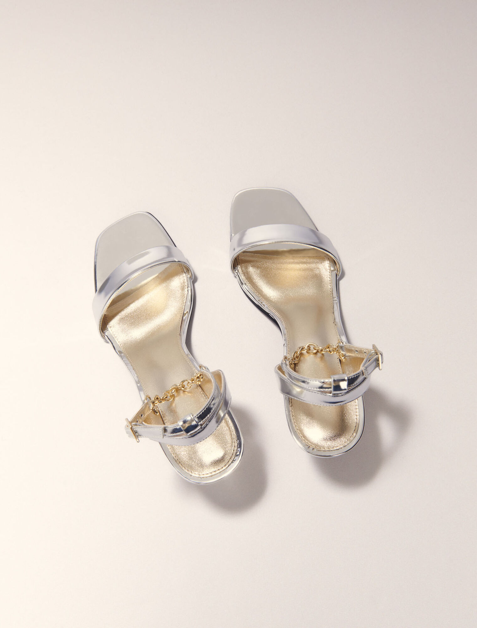 Heeled mirror leather sandals